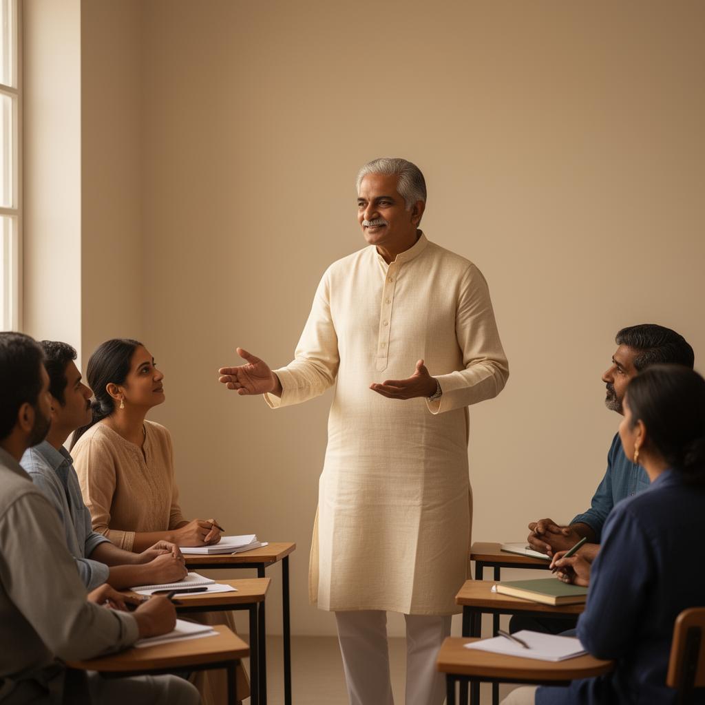 A GyanGanj mentor teaching adult students